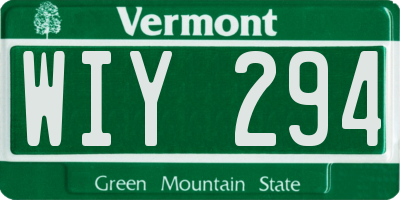 VT license plate WIY294