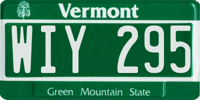 VT license plate WIY295