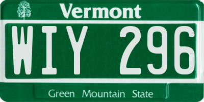 VT license plate WIY296