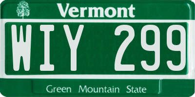 VT license plate WIY299