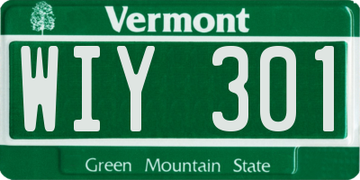 VT license plate WIY301