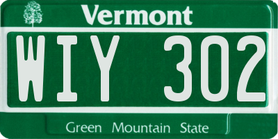 VT license plate WIY302