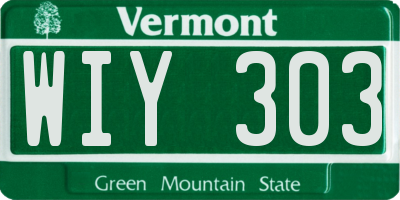 VT license plate WIY303