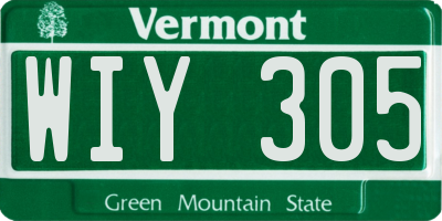 VT license plate WIY305