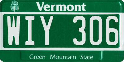 VT license plate WIY306
