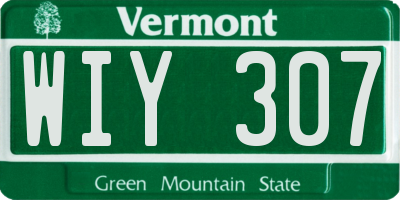 VT license plate WIY307