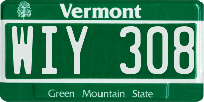 VT license plate WIY308