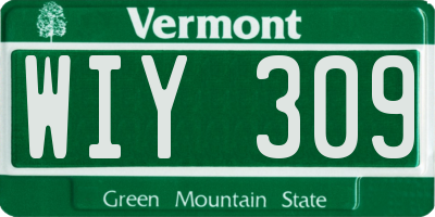 VT license plate WIY309