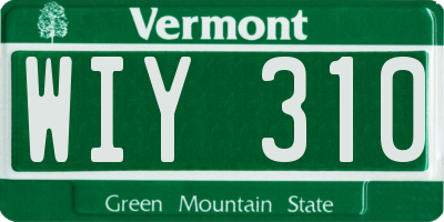 VT license plate WIY310