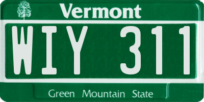 VT license plate WIY311