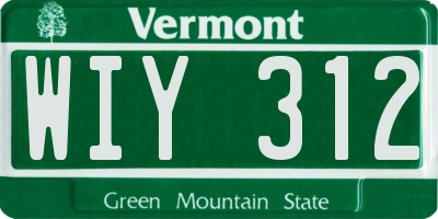 VT license plate WIY312