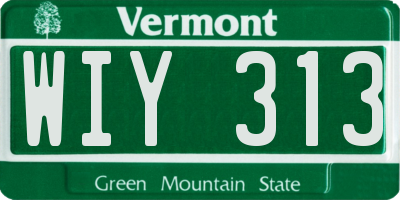 VT license plate WIY313