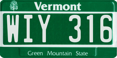 VT license plate WIY316
