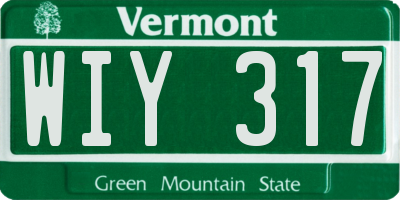 VT license plate WIY317
