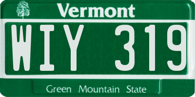VT license plate WIY319