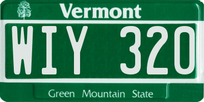 VT license plate WIY320