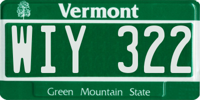 VT license plate WIY322