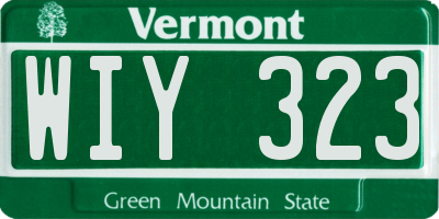 VT license plate WIY323