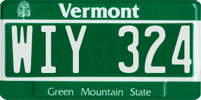 VT license plate WIY324