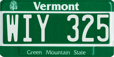 VT license plate WIY325