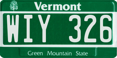 VT license plate WIY326