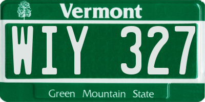 VT license plate WIY327