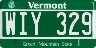 VT license plate WIY329