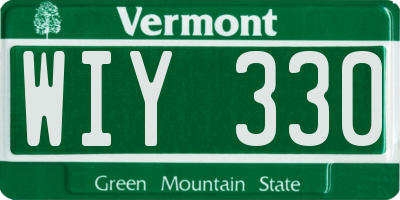 VT license plate WIY330