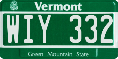 VT license plate WIY332