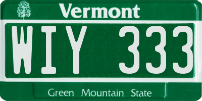 VT license plate WIY333