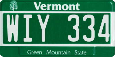 VT license plate WIY334