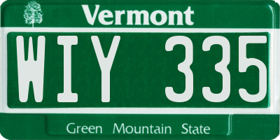 VT license plate WIY335