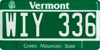 VT license plate WIY336