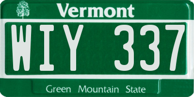 VT license plate WIY337