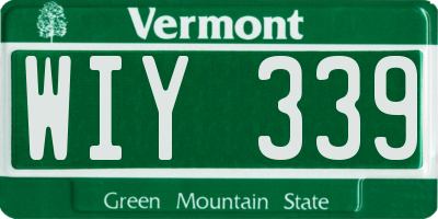 VT license plate WIY339