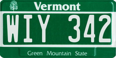 VT license plate WIY342