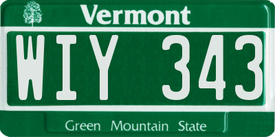 VT license plate WIY343