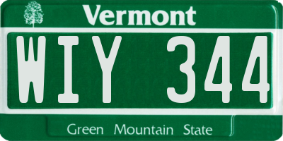 VT license plate WIY344