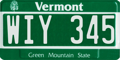 VT license plate WIY345