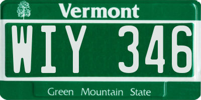 VT license plate WIY346