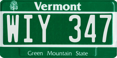 VT license plate WIY347