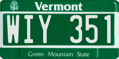 VT license plate WIY351