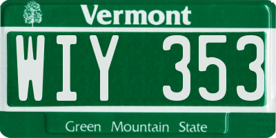 VT license plate WIY353