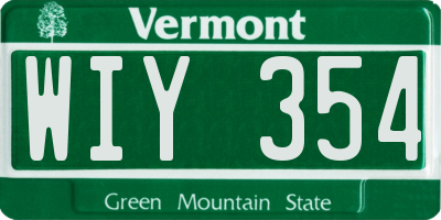 VT license plate WIY354
