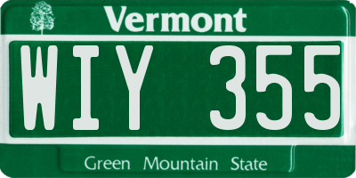 VT license plate WIY355