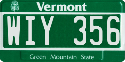 VT license plate WIY356