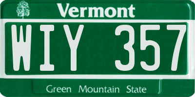 VT license plate WIY357