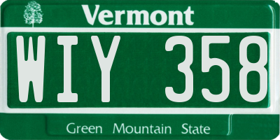 VT license plate WIY358