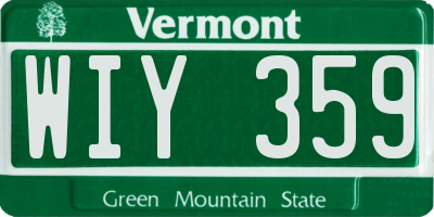 VT license plate WIY359