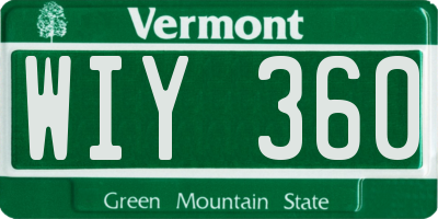 VT license plate WIY360
